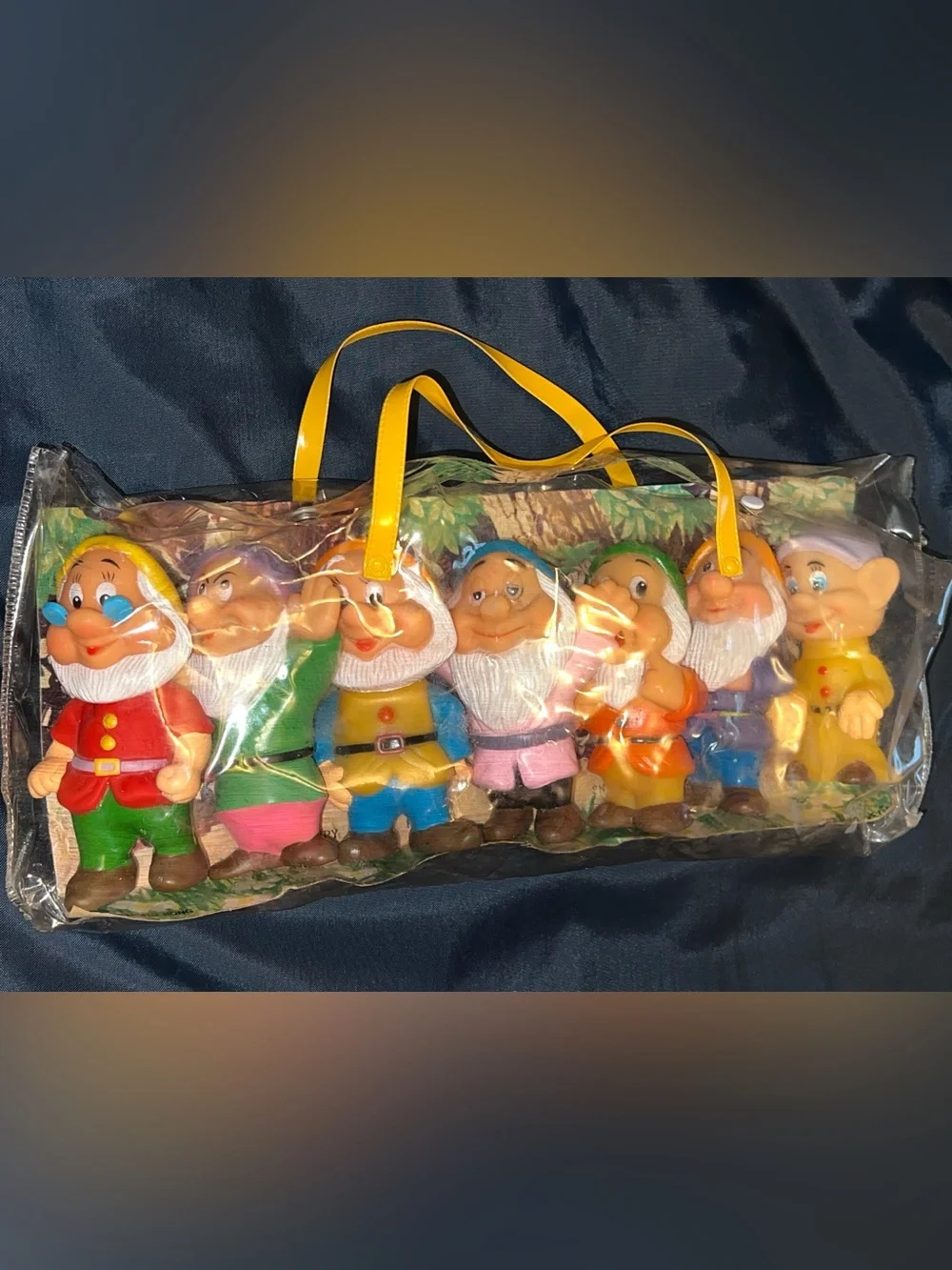 1970s 80s 7 Dwarfs Set 5” Vinyl Squeaky Figures Snow White Vintage Walt Disney